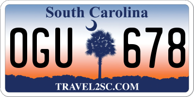 SC license plate OGU678