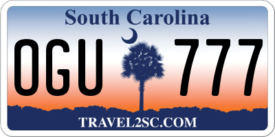 SC license plate OGU777