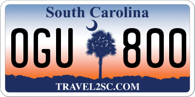 SC license plate OGU800