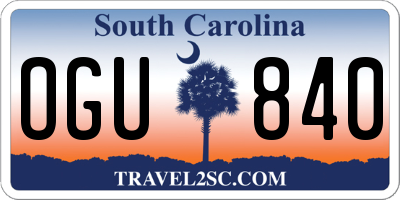 SC license plate OGU840
