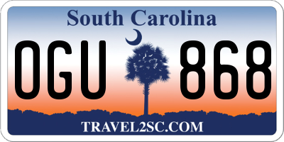 SC license plate OGU868