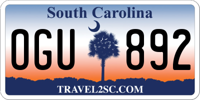 SC license plate OGU892