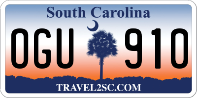 SC license plate OGU910