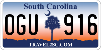 SC license plate OGU916