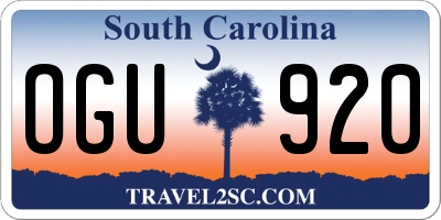 SC license plate OGU920