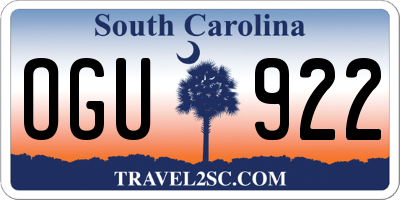 SC license plate OGU922
