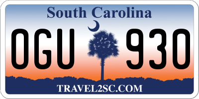 SC license plate OGU930