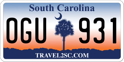 SC license plate OGU931