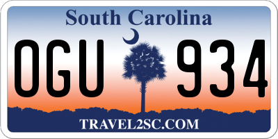 SC license plate OGU934