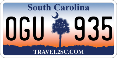 SC license plate OGU935
