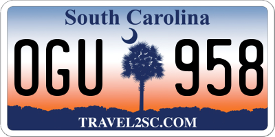 SC license plate OGU958