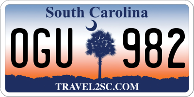 SC license plate OGU982