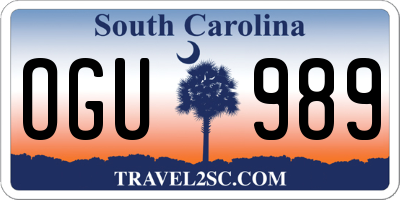SC license plate OGU989