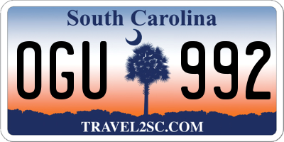 SC license plate OGU992