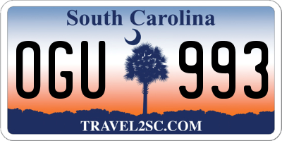 SC license plate OGU993