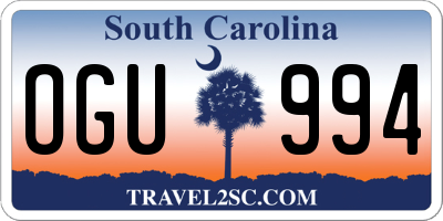 SC license plate OGU994