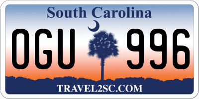 SC license plate OGU996