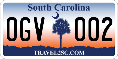 SC license plate OGV002
