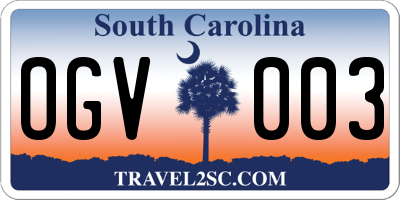 SC license plate OGV003