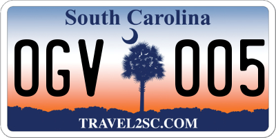 SC license plate OGV005