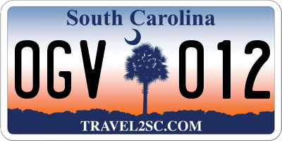 SC license plate OGV012