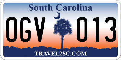 SC license plate OGV013
