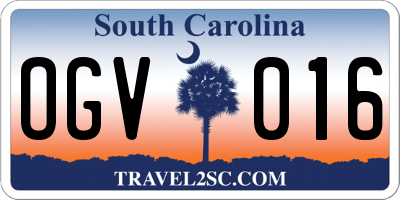 SC license plate OGV016