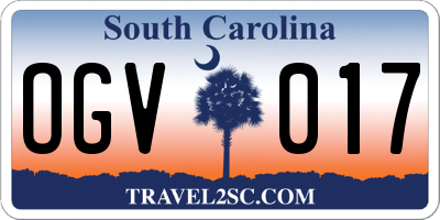 SC license plate OGV017