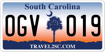 SC license plate OGV019
