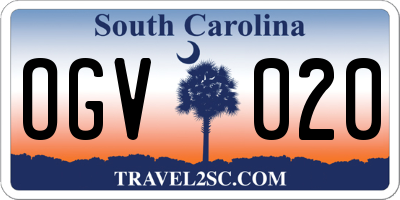 SC license plate OGV020