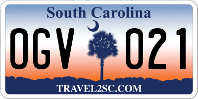 SC license plate OGV021