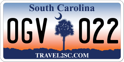 SC license plate OGV022