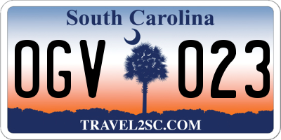 SC license plate OGV023