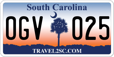 SC license plate OGV025
