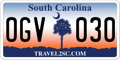 SC license plate OGV030