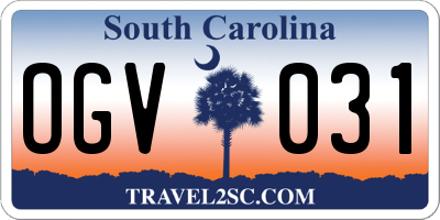 SC license plate OGV031