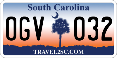 SC license plate OGV032