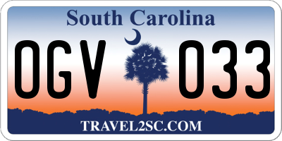 SC license plate OGV033