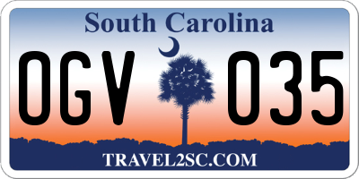 SC license plate OGV035