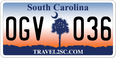 SC license plate OGV036