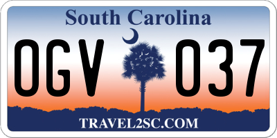 SC license plate OGV037