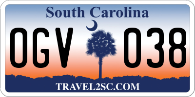 SC license plate OGV038