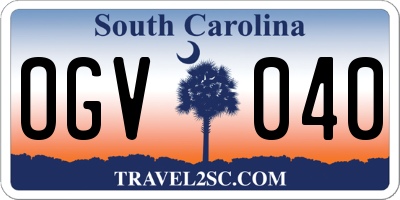 SC license plate OGV040