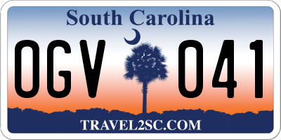 SC license plate OGV041