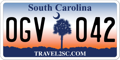 SC license plate OGV042