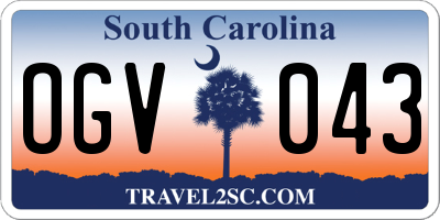 SC license plate OGV043