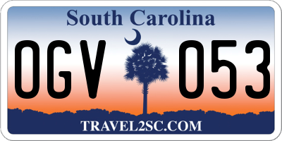 SC license plate OGV053