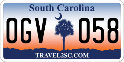 SC license plate OGV058