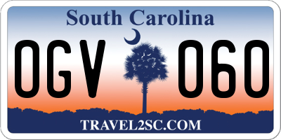 SC license plate OGV060