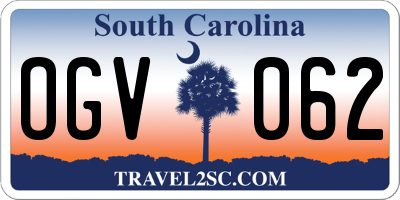 SC license plate OGV062